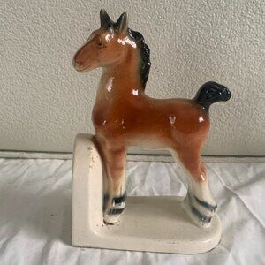 Vintage Pottery Pony Bookends Souvenir Louisville Kentucky Made In Japan